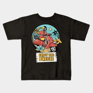 skeleton riding a scooter Kids T-Shirt